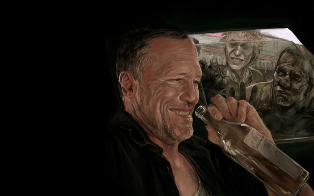 Bald man zombies mirror digital free wallpaper - medium preview image