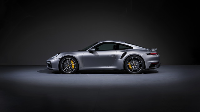 Silver porsche sportscar darkroom spotlight free wallpaper - medium preview image