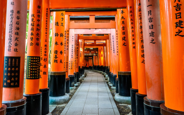 Orange columns asian writing tilt free wallpaper - medium preview image