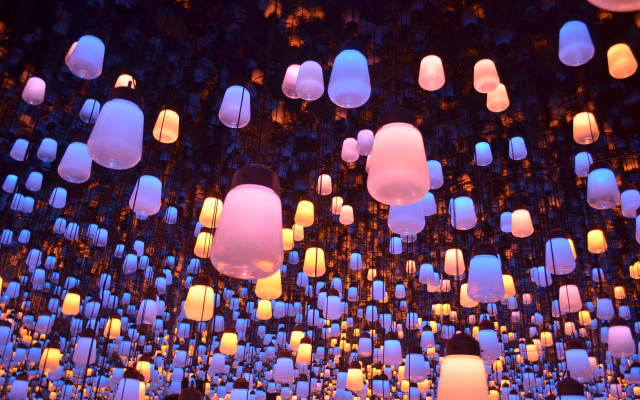White lights interactive art abstract free wallpaper - medium preview image