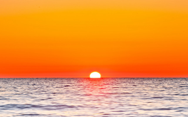 Sunset ocean boat bird moon free wallpaper - medium preview image