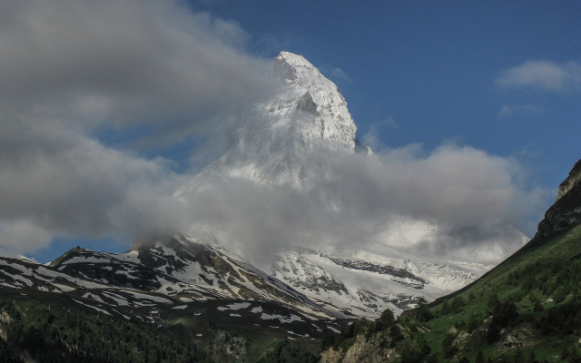 Mountain tall peak clouds awe free wallpaper - medium preview image
