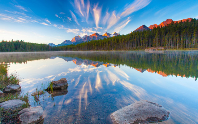 Lake mountains trees blue sky #3 free wallpaper - medium preview image
