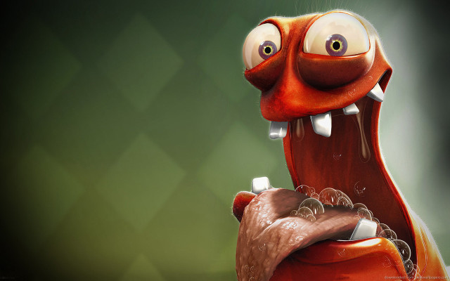 Cartoon character toothbrush water dripping free wallpaper - medium preview image