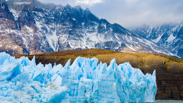Blue glacier mountains cloudy sky free wallpaper - medium preview image