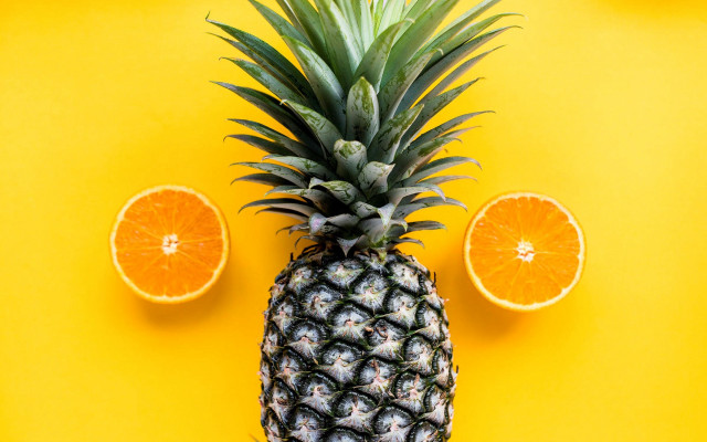 Pineapple oranges yellow background flower free wallpaper - medium preview image