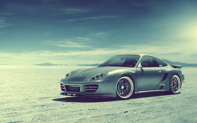 Silver sports car beach cloudy free wallpaper - medium preview image