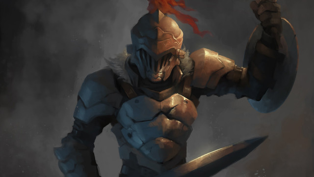Armor sword shield red hair free wallpaper - medium preview image
