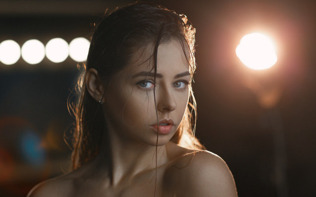 Woman wet face light serious free wallpaper - medium preview image