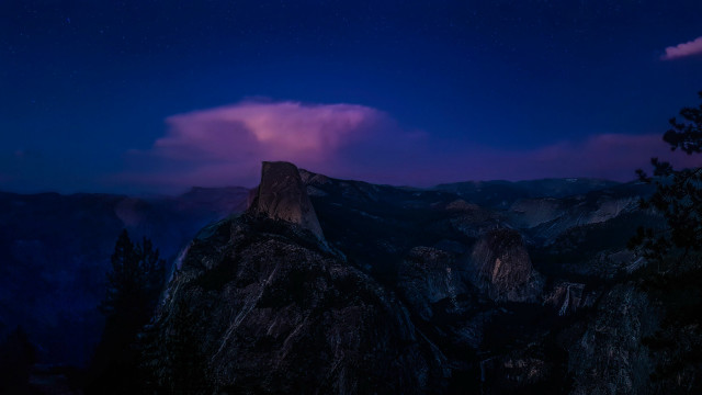 Mountain clouds stars night sky free wallpaper - medium preview image
