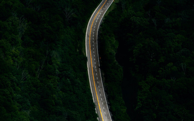 Long road forest truck minimalism free wallpaper - medium preview image
