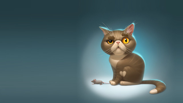 Cat mouse blue background light free wallpaper - medium preview image
