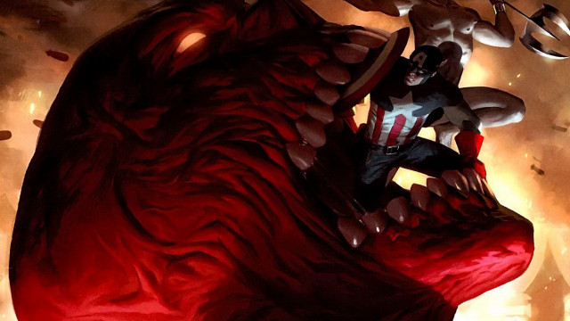 Man riding giant red demon free wallpaper - medium preview image