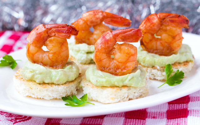 Shrimp guacamole food plate tablecloth free wallpaper - medium preview image