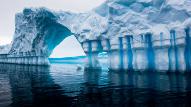 Iceberg shoreline mountain ocean waterfall free wallpaper - medium preview image