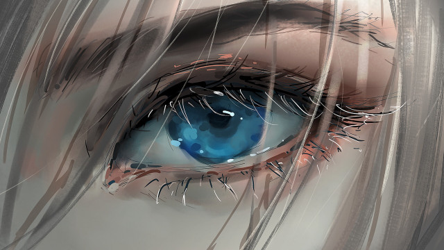 Blue eye closeup blonde hair free wallpaper - medium preview image