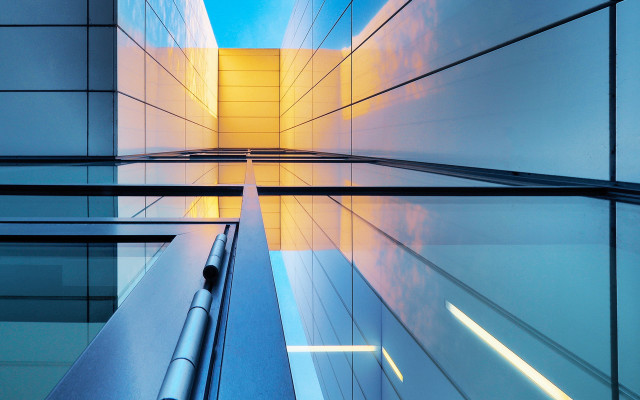 Tall building sky reflection metal free wallpaper - medium preview image