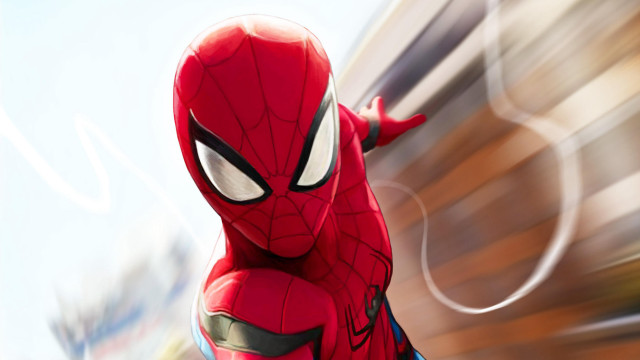 Spiderman running street blurry background free wallpaper - medium preview image