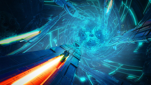 Blue orange redlight retrofuturism redshift free wallpaper - medium preview image