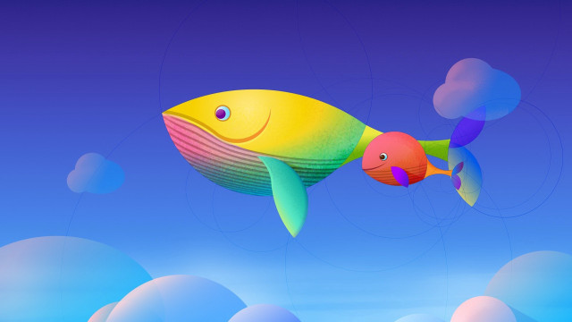 Fish bubbles sky clouds surreal free wallpaper - medium preview image