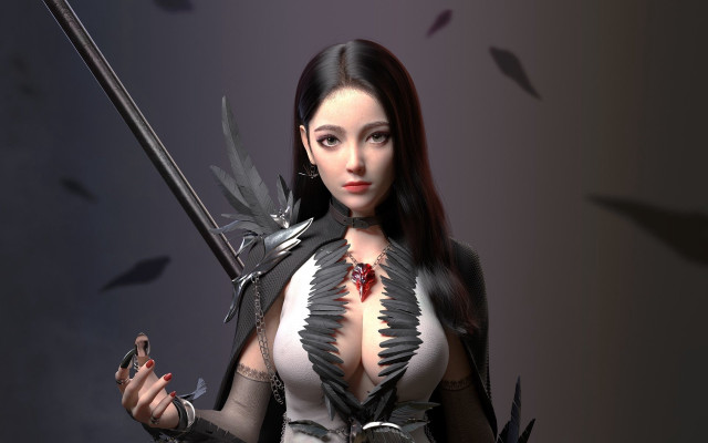 Woman sword bird costume epic free wallpaper - medium preview image