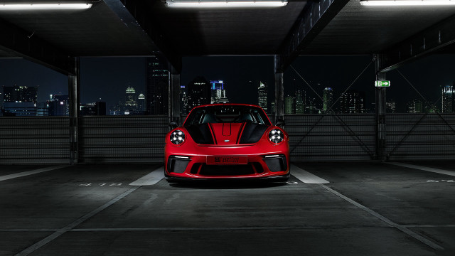 Red sports car night city #6 free wallpaper - medium preview image