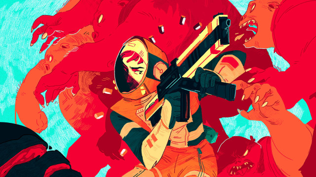 Zombie red room blue background free wallpaper - medium preview image