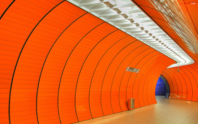 Subway tunnel clock bench viennese free wallpaper - medium preview image
