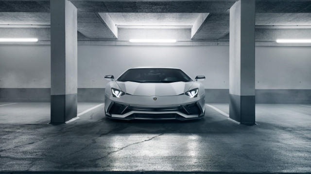 White sports car parking garage free wallpaper - medium preview image