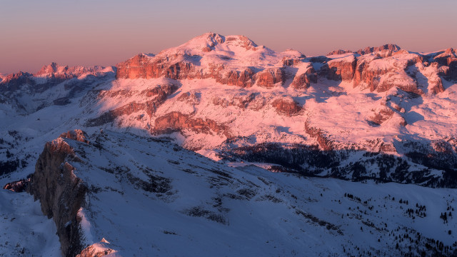Snowy mountain range sunset pink #2 free wallpaper - medium preview image