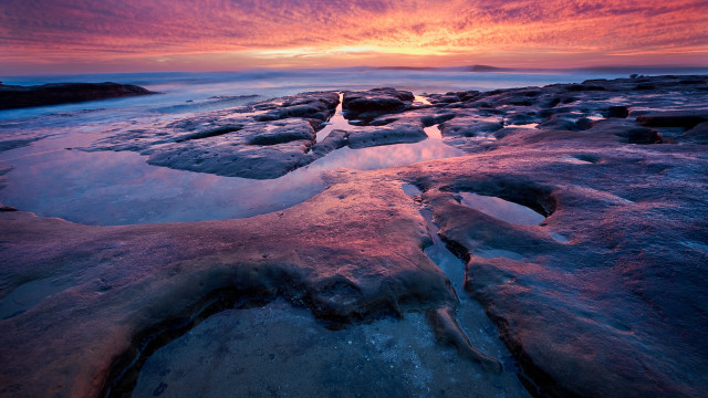 Sunset rocky beach ice water #2 free wallpaper - medium preview image