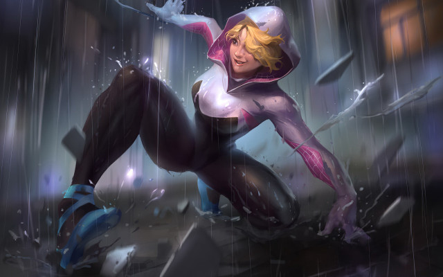 Woman wet suit rain umbrella free wallpaper - medium preview image