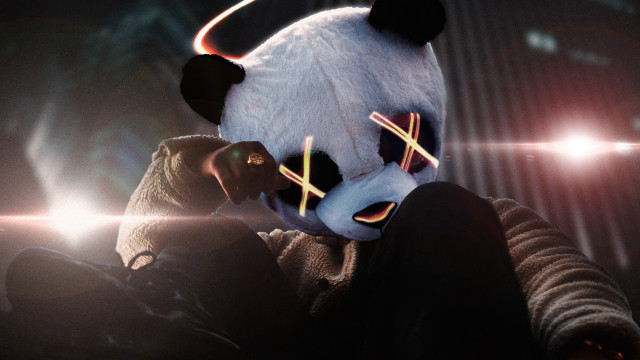 Panda mask lightsaber cyberpunk star free wallpaper - medium preview image