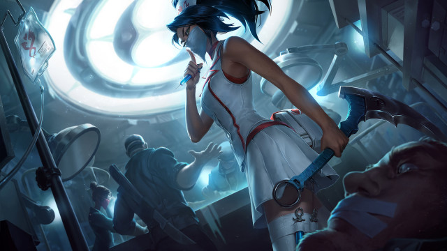 Woman whitedress knife room circularwindow free wallpaper - medium preview image