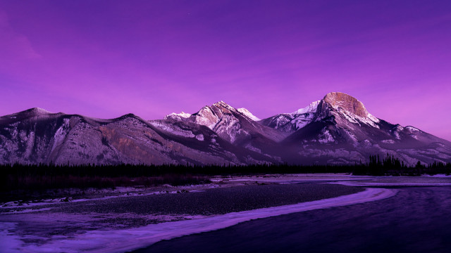 Purple sky mountain river snowy free wallpaper - medium preview image