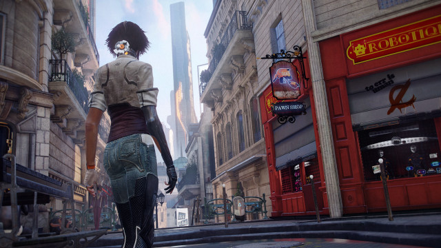 Woman street city clocktower architecture free wallpaper - medium preview image