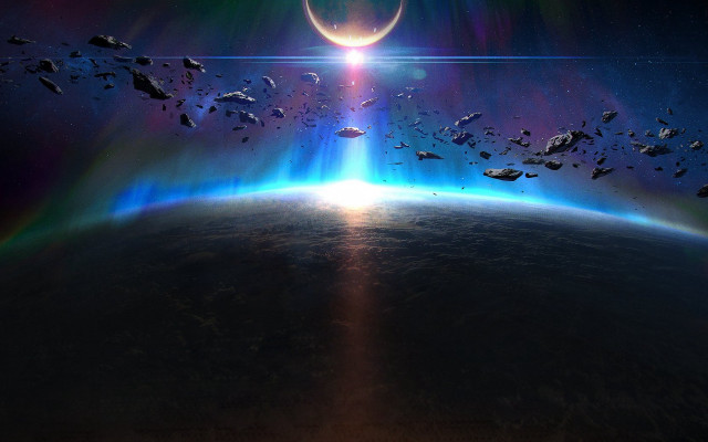 Planet halo light space aurora free wallpaper - medium preview image