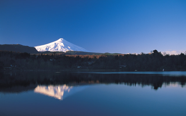 Mountain lake forest symmetry nature free wallpaper - medium preview image