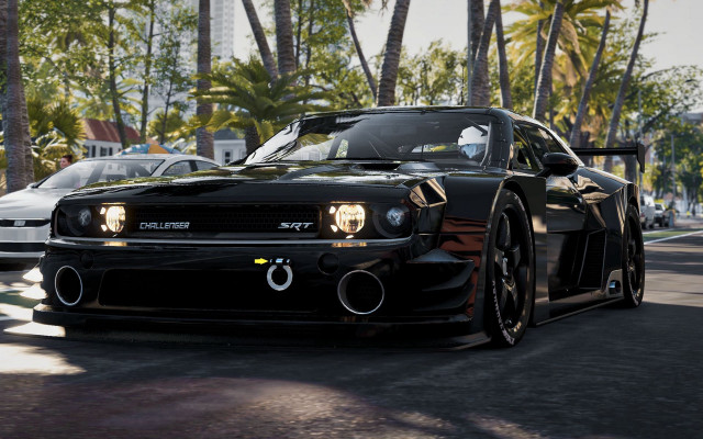Black car street palm trees #2 free wallpaper - medium preview image
