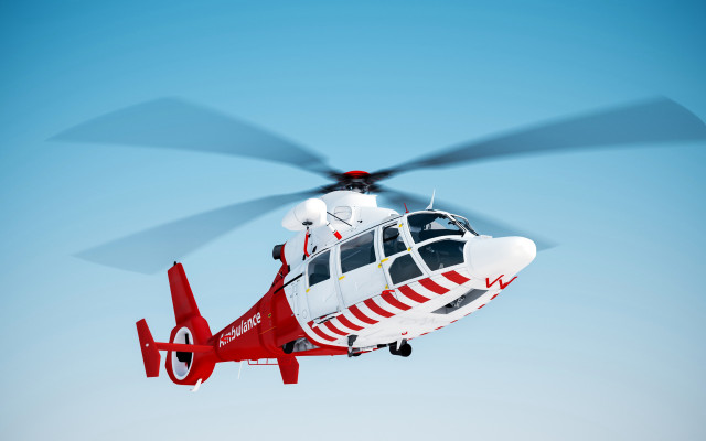 Red white helicopter sky blue free wallpaper - medium preview image