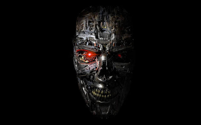 Creepy man red eyes cyberpunk free wallpaper - medium preview image