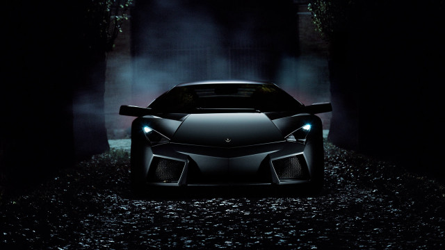 Black car fog glowing headlights free wallpaper - medium preview image
