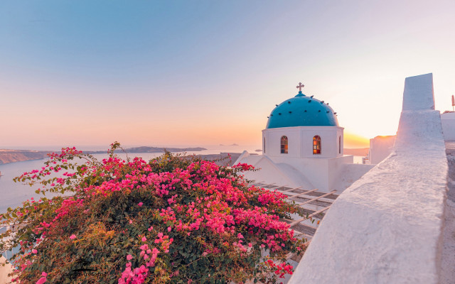Church blue dome pink flower free wallpaper - medium preview image