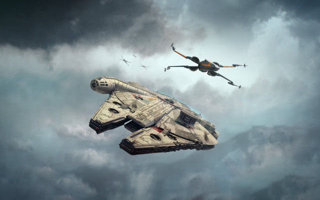 Star wars vehicles flying cloudy free wallpaper - medium preview image