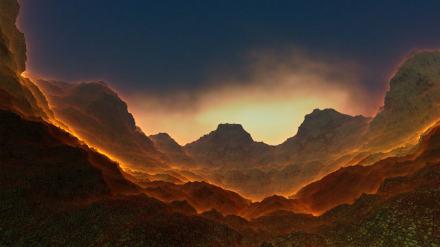 Mountain range sunset clouds fantasy free wallpaper - medium preview image