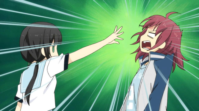 Anime girls facing pointing hand free wallpaper - medium preview image