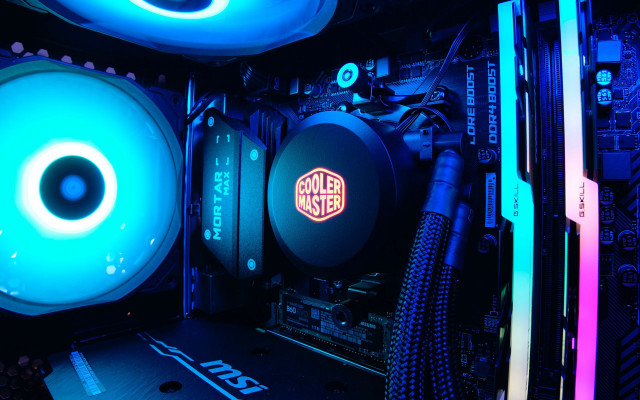 Cyberpunk computer glowing rgb fake free wallpaper - medium preview image