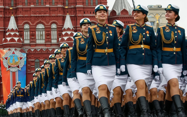 Marching women uniform parade clocktower free wallpaper - medium preview image