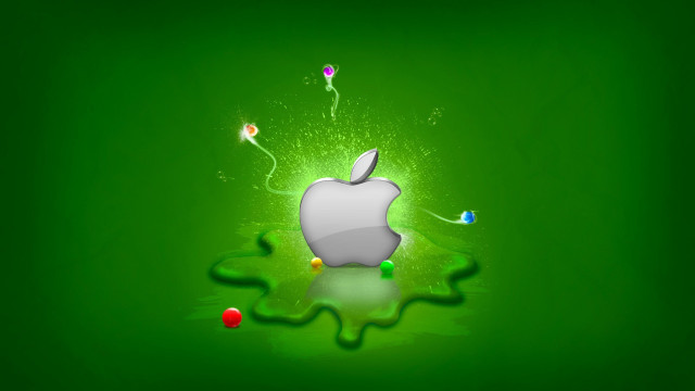 Apple logo green background balloons free wallpaper - medium preview image