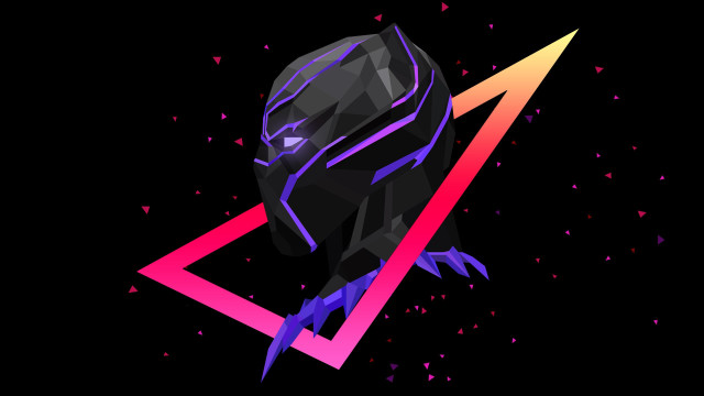 Black panther triangle synthwave afrofuturism free wallpaper - medium preview image